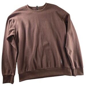 Comfrt Waffle‎ Knit Crewneck Sweatshirt Brown XL RN170537 Long Sleeve Minimalist